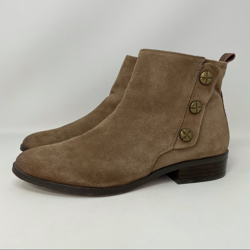 Nicole Ankle Boots Booties Brown Gold Button Zip 7